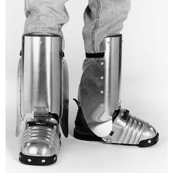 Ellwood Safety Foot-Shin Guards W/Side Shield, Steel Toe Clip, Rubber Strap, 5inW, Standard, 1 Pair, Ellwood Safety Appliance Co., Mfr#: 401-5-ST